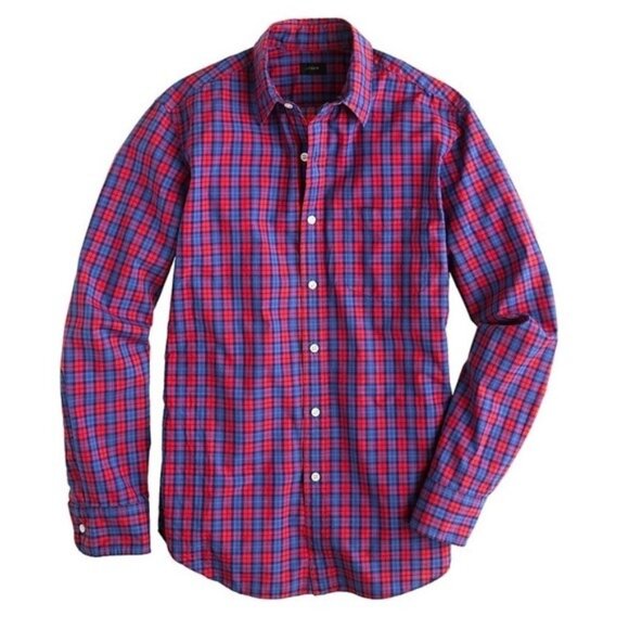 J. Crew Factory Other - JCrew Merc Flex Gingham Button Down Shirt Long Sleeve Red Blue